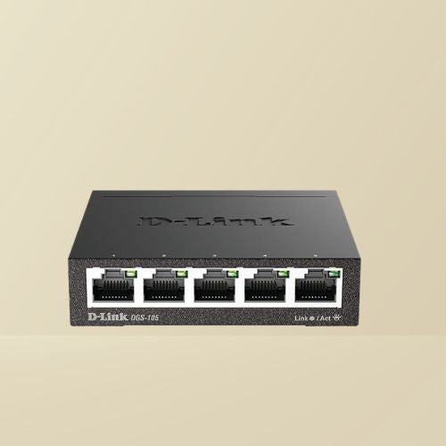 D-Link 5 Port Gigabit Unmanaged Metal Desktop Switch, Plug and Play (DGS-105)
