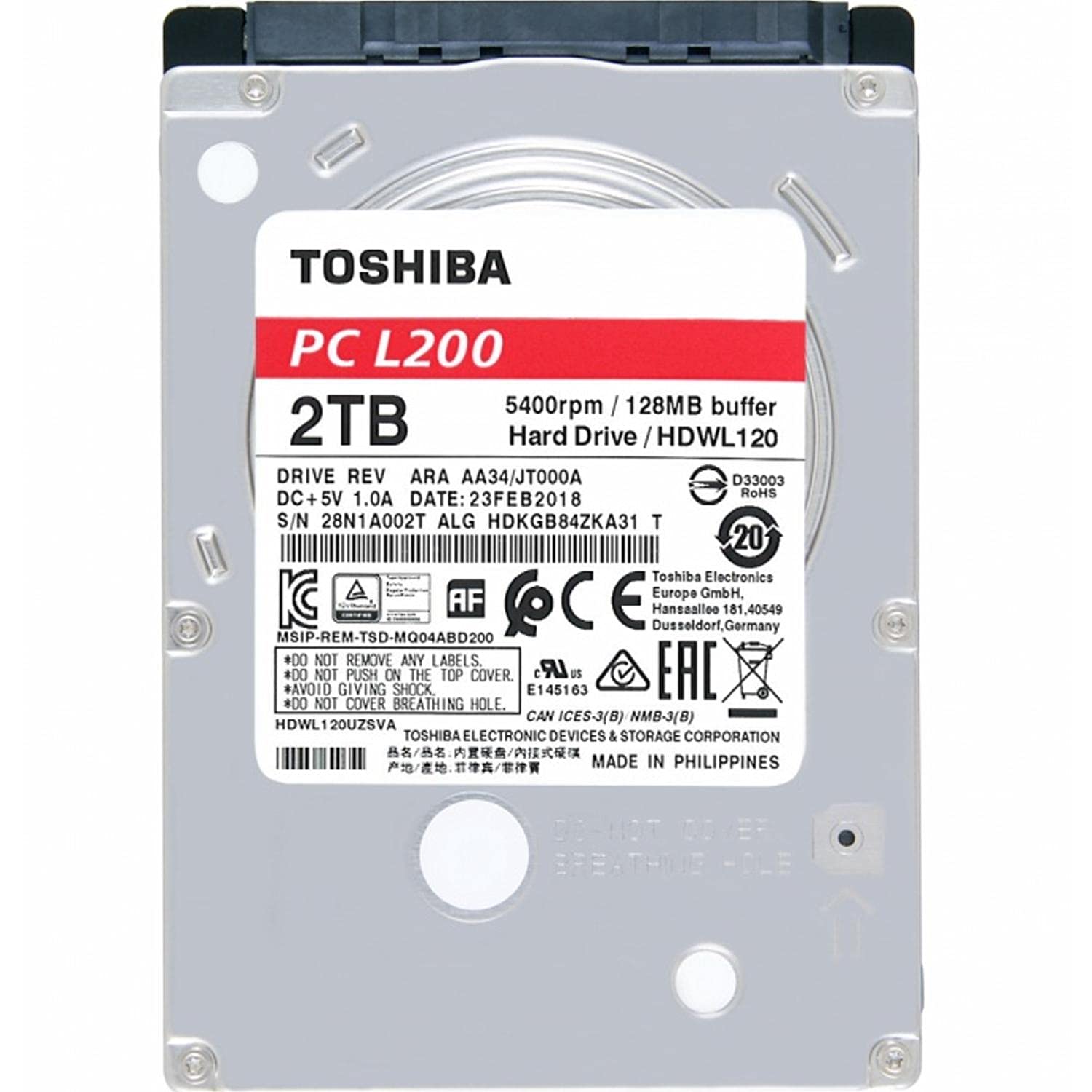 ToshibaL200 2 TB 5400RPM 2.5 Inch SATA HDD